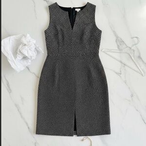 J. Crew Black and White Polka-dot split-neck sheath dress size 4